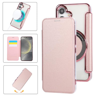 Ultra-thin Magnetic Plating Vegan Leather Phone Case, For Samsung Galaxy S25 / S24 5G, For Samsung Galaxy S25+ / S24+ 5G, For Samsung Galaxy S25 Ultra 5G, For Samsung Galaxy S24 Ultra 5G, For Samsung Galaxy S23 Ultra 5G, For Samsung Galaxy S23+ 5G