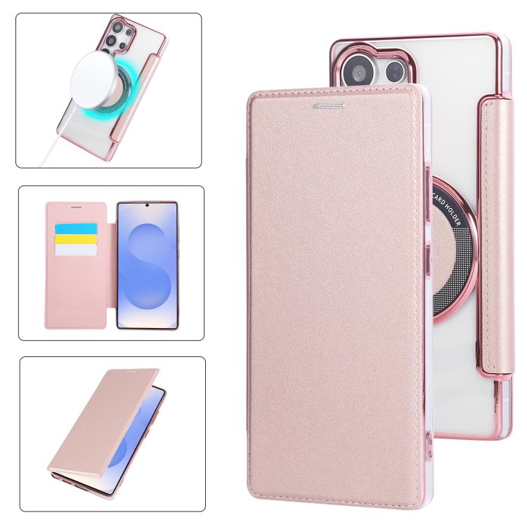 Ultra-thin Magnetic Plating Vegan Leather Phone Case, For Samsung Galaxy S25 / S24 5G, For Samsung Galaxy S25+ / S24+ 5G, For Samsung Galaxy S25 Ultra 5G, For Samsung Galaxy S24 Ultra 5G, For Samsung Galaxy S23 Ultra 5G, For Samsung Galaxy S23+ 5G