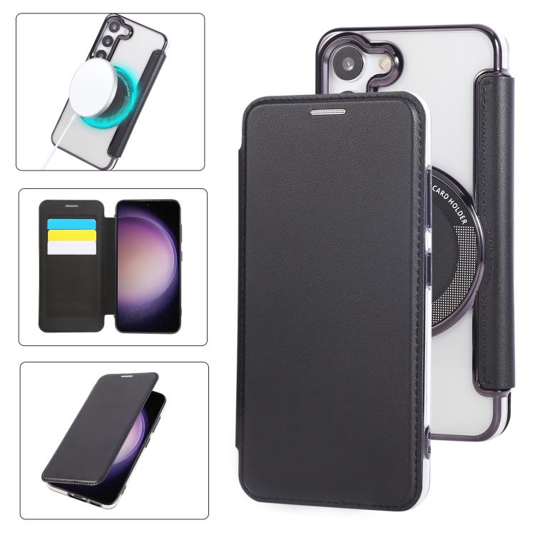 Ultra-thin Magnetic Plating Vegan Leather Phone Case, For Samsung Galaxy S25 / S24 5G, For Samsung Galaxy S25+ / S24+ 5G, For Samsung Galaxy S25 Ultra 5G, For Samsung Galaxy S24 Ultra 5G, For Samsung Galaxy S23 Ultra 5G, For Samsung Galaxy S23+ 5G
