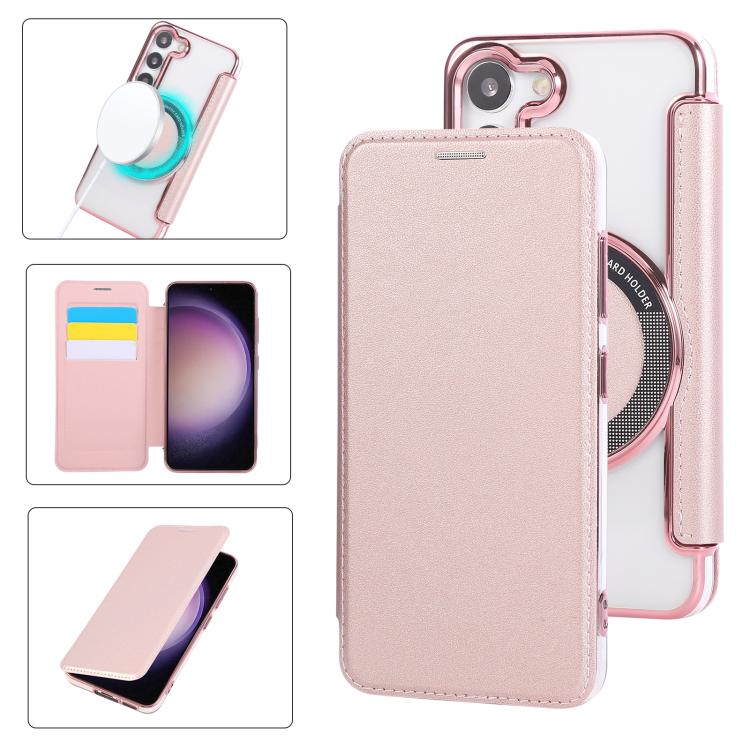 Ultra-thin Magnetic Plating Vegan Leather Phone Case, For Samsung Galaxy S23 5G, For Samsung Galaxy S22 Ultra 5G, For Samsung Galaxy S22+ 5G, For Samsung Galaxy S22 5G