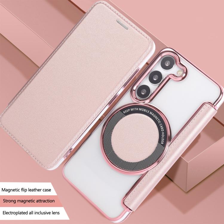 Ultra-thin Magnetic Plating Vegan Leather Phone Case, For Samsung Galaxy S23 5G, For Samsung Galaxy S22 Ultra 5G, For Samsung Galaxy S22+ 5G, For Samsung Galaxy S22 5G