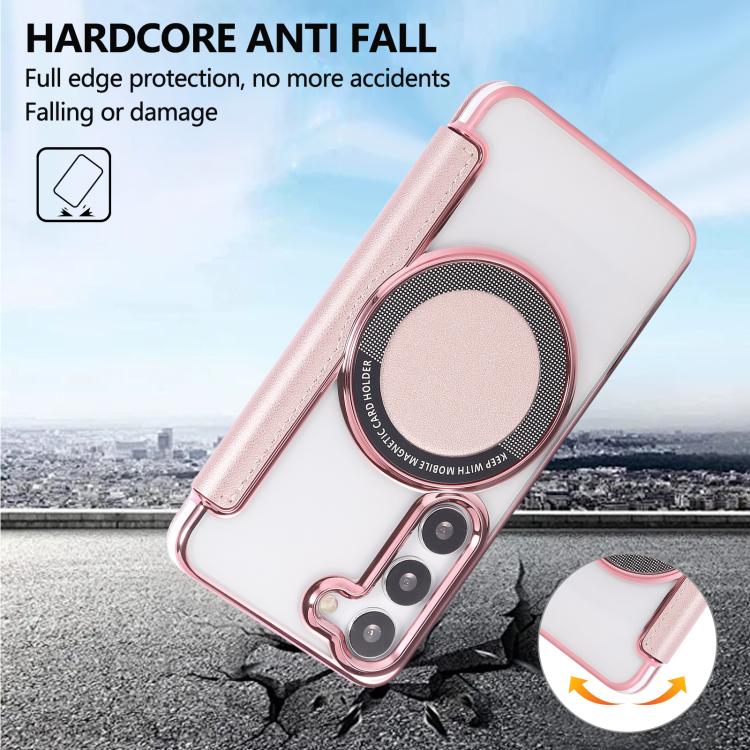 Ultra-thin Magnetic Plating Vegan Leather Phone Case, For Samsung Galaxy S23 5G, For Samsung Galaxy S22 Ultra 5G, For Samsung Galaxy S22+ 5G, For Samsung Galaxy S22 5G