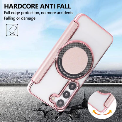Ultra-thin Magnetic Plating Vegan Leather Phone Case, For Samsung Galaxy S23 5G, For Samsung Galaxy S22 Ultra 5G, For Samsung Galaxy S22+ 5G, For Samsung Galaxy S22 5G