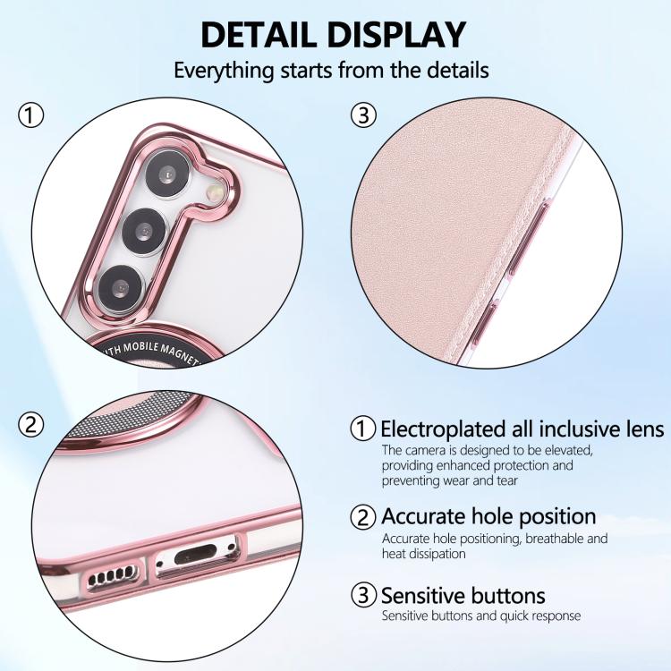 Ultra-thin Magnetic Plating Vegan Leather Phone Case, For Samsung Galaxy S23 5G, For Samsung Galaxy S22 Ultra 5G, For Samsung Galaxy S22+ 5G, For Samsung Galaxy S22 5G