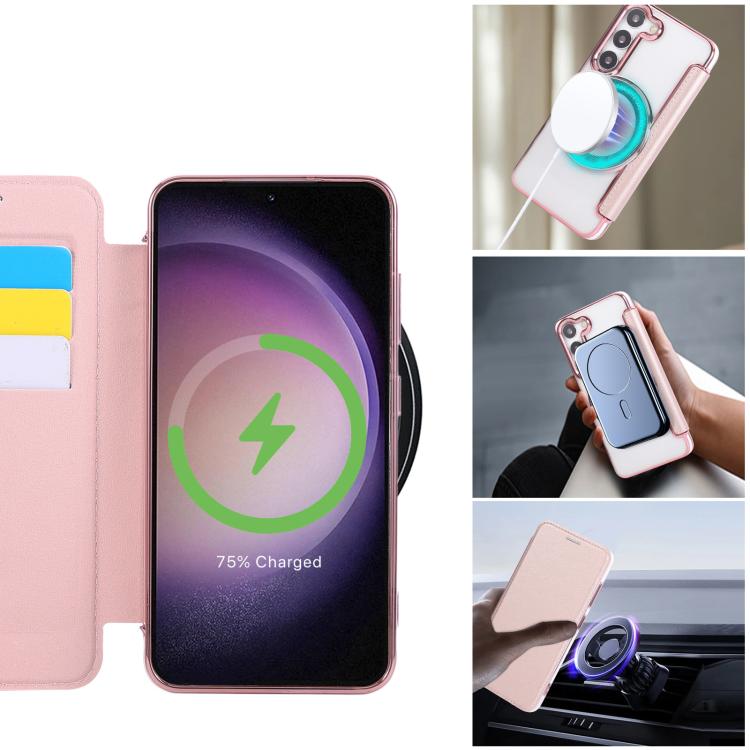 Ultra-thin Magnetic Plating Vegan Leather Phone Case, For Samsung Galaxy S23 5G, For Samsung Galaxy S22 Ultra 5G, For Samsung Galaxy S22+ 5G, For Samsung Galaxy S22 5G