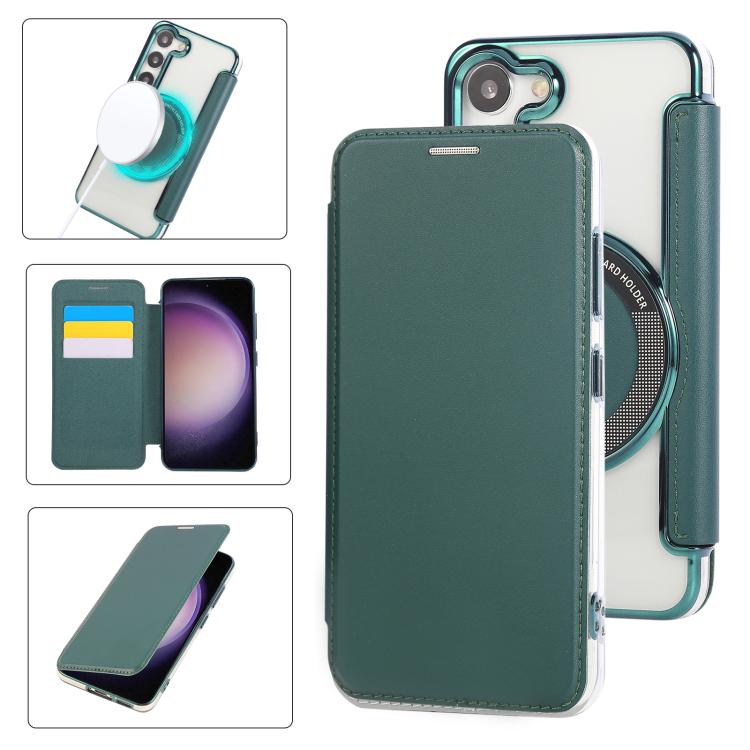Ultra-thin Magnetic Plating Vegan Leather Phone Case, For Samsung Galaxy S23 5G, For Samsung Galaxy S22 Ultra 5G, For Samsung Galaxy S22+ 5G, For Samsung Galaxy S22 5G