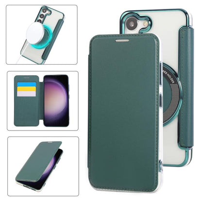 Ultra-thin Magnetic Plating Vegan Leather Phone Case, For Samsung Galaxy S23 5G, For Samsung Galaxy S22 Ultra 5G, For Samsung Galaxy S22+ 5G, For Samsung Galaxy S22 5G