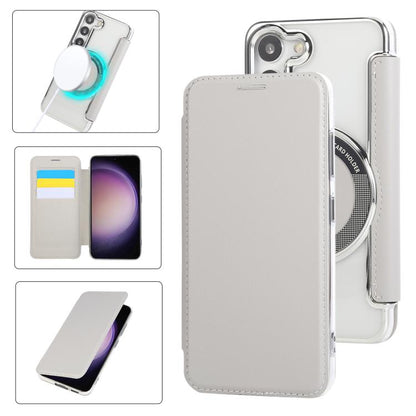 Ultra-thin Magnetic Plating Vegan Leather Phone Case, For Samsung Galaxy S23 5G, For Samsung Galaxy S22 Ultra 5G, For Samsung Galaxy S22+ 5G, For Samsung Galaxy S22 5G