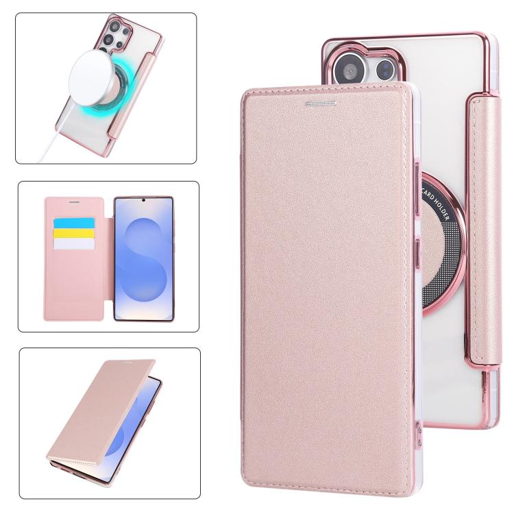 Ultra-thin Magnetic Plating Vegan Leather Phone Case, For Samsung Galaxy S23 5G, For Samsung Galaxy S22 Ultra 5G, For Samsung Galaxy S22+ 5G, For Samsung Galaxy S22 5G