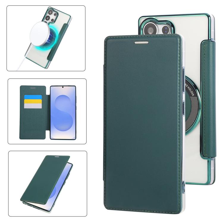 Ultra-thin Magnetic Plating Vegan Leather Phone Case, For Samsung Galaxy S23 5G, For Samsung Galaxy S22 Ultra 5G, For Samsung Galaxy S22+ 5G, For Samsung Galaxy S22 5G