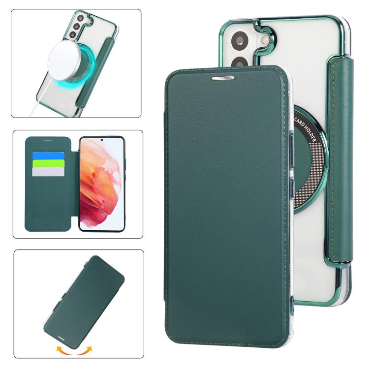 Ultra-thin Magnetic Plating Vegan Leather Phone Case, For Samsung Galaxy S23 5G, For Samsung Galaxy S22 Ultra 5G, For Samsung Galaxy S22+ 5G, For Samsung Galaxy S22 5G