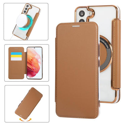 Ultra-thin Magnetic Plating Vegan Leather Phone Case, For Samsung Galaxy S23 5G, For Samsung Galaxy S22 Ultra 5G, For Samsung Galaxy S22+ 5G, For Samsung Galaxy S22 5G