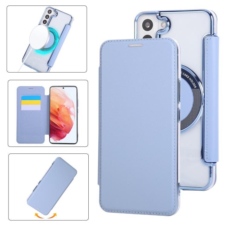 Ultra-thin Magnetic Plating Vegan Leather Phone Case, For Samsung Galaxy S23 5G, For Samsung Galaxy S22 Ultra 5G, For Samsung Galaxy S22+ 5G, For Samsung Galaxy S22 5G