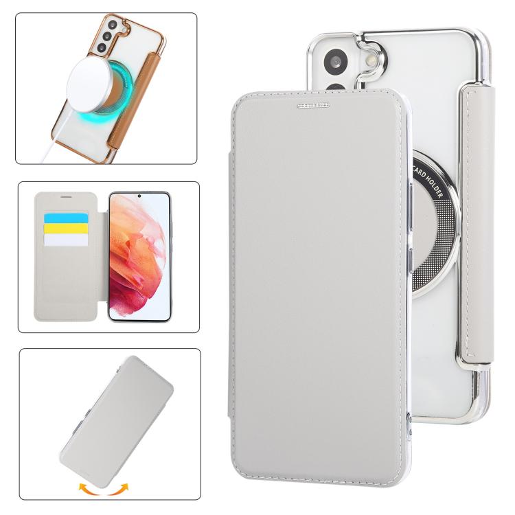 Ultra-thin Magnetic Plating Vegan Leather Phone Case, For Samsung Galaxy S23 5G, For Samsung Galaxy S22 Ultra 5G, For Samsung Galaxy S22+ 5G, For Samsung Galaxy S22 5G