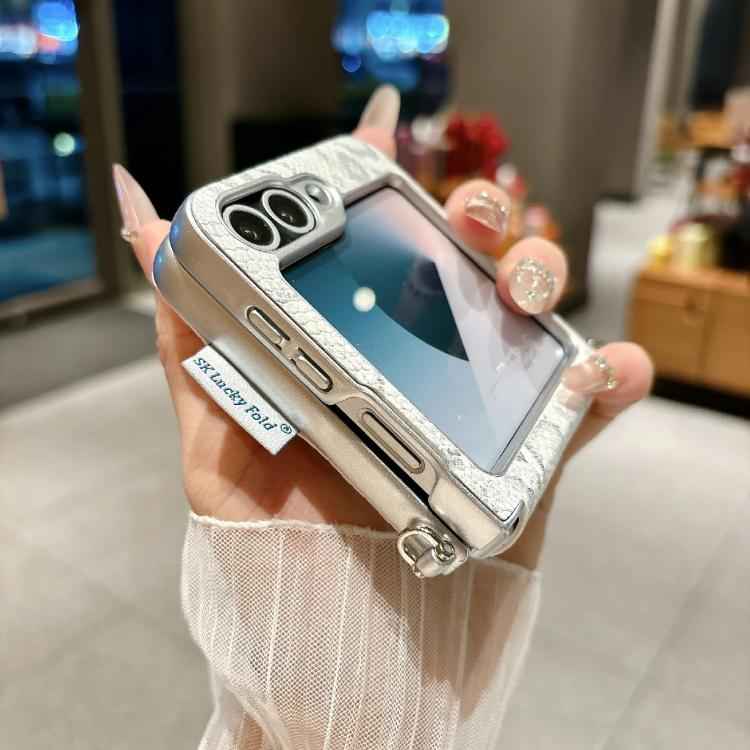 Scale Texture Camellia Phone Case with Crossbody Rope, For Samsung Galaxy Z Flip6/7 FE, For Samsung Galaxy Z Flip7 5G, For Samsung Galaxy Z Flip5