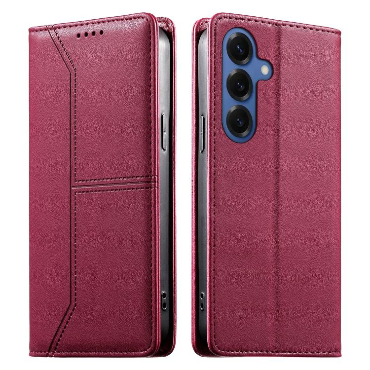 Stitched Line Magnetic RFID Vegan Leather Phone Case, For Galaxy S26 FE 5G, For Samsung Galaxy S26+ 5G, For Samsung Galaxy S26 Edge 5G, For Samsung Galaxy S26 Ultra 5G, For Samsung Galaxy S26 5G, For Samsung Galaxy S25 FE 5G                            ...