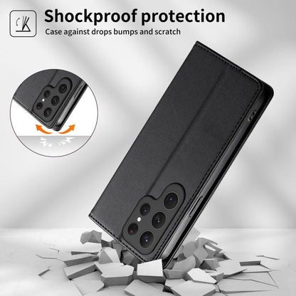 Stitched Line Magnetic RFID Vegan Leather Phone Case, For Samsung Galaxy S25 Ultra 5G, For Samsung Galaxy S24 FE 5G, For Samsung Galaxy S24 Ultra 5G, For Samsung Galaxy S23 FE 5G, For Samsung Galaxy S23 Ultra 5G, For Samsung Galaxy S23+ 5G             ...