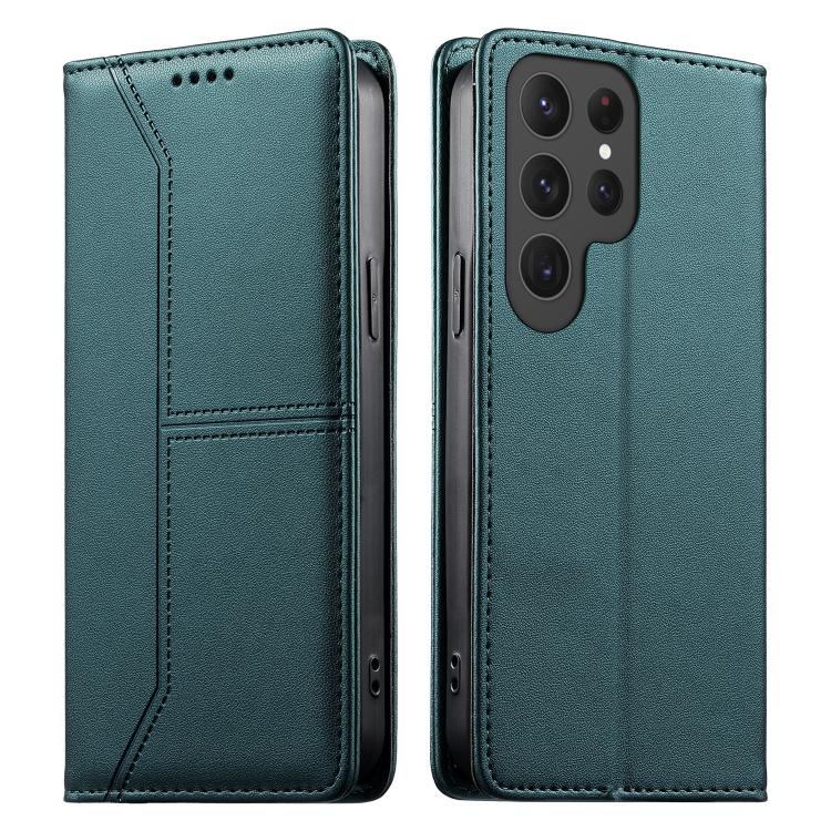 Stitched Line Magnetic RFID Vegan Leather Phone Case, For Samsung Galaxy S25 Ultra 5G, For Samsung Galaxy S24 FE 5G, For Samsung Galaxy S24 Ultra 5G, For Samsung Galaxy S23 FE 5G, For Samsung Galaxy S23 Ultra 5G, For Samsung Galaxy S23+ 5G             ...