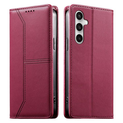 Stitched Line Magnetic RFID Vegan Leather Phone Case, For Galaxy S26 FE 5G, For Samsung Galaxy S26+ 5G, For Samsung Galaxy S26 Edge 5G, For Samsung Galaxy S26 Ultra 5G, For Samsung Galaxy S26 5G, For Samsung Galaxy S25 FE 5G                            ...