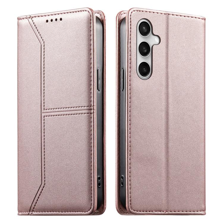 Stitched Line Magnetic RFID Vegan Leather Phone Case, For Galaxy S26 FE 5G, For Samsung Galaxy S26+ 5G, For Samsung Galaxy S26 Edge 5G, For Samsung Galaxy S26 Ultra 5G, For Samsung Galaxy S26 5G, For Samsung Galaxy S25 FE 5G                            ...