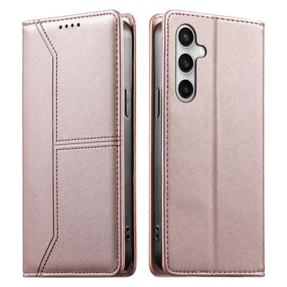 Stitched Line Magnetic RFID Vegan Leather Phone Case, For Galaxy S26 FE 5G, For Samsung Galaxy S26+ 5G, For Samsung Galaxy S26 Edge 5G, For Samsung Galaxy S26 Ultra 5G, For Samsung Galaxy S26 5G, For Samsung Galaxy S25 FE 5G                            ...