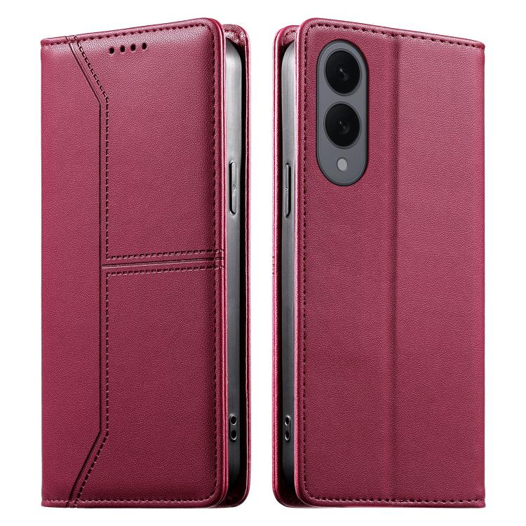 Stitched Line Magnetic RFID Vegan Leather Phone Case, For Galaxy S26 FE 5G, For Samsung Galaxy S26+ 5G, For Samsung Galaxy S26 Edge 5G, For Samsung Galaxy S26 Ultra 5G, For Samsung Galaxy S26 5G, For Samsung Galaxy S25 FE 5G                            ...