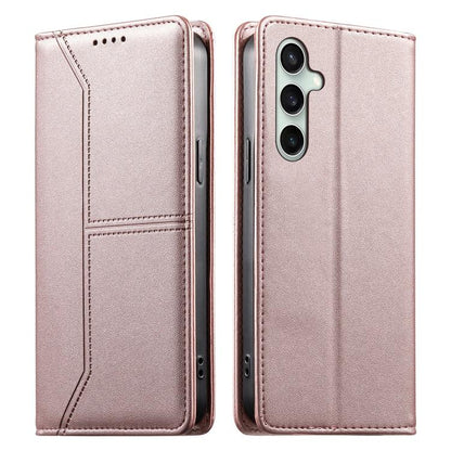 Stitched Line Magnetic RFID Vegan Leather Phone Case, For Samsung Galaxy S25 Ultra 5G, For Samsung Galaxy S24 FE 5G, For Samsung Galaxy S24 Ultra 5G, For Samsung Galaxy S23 FE 5G, For Samsung Galaxy S23 Ultra 5G, For Samsung Galaxy S23+ 5G             ...