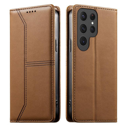 Stitched Line Magnetic RFID Vegan Leather Phone Case, For Samsung Galaxy S25 Ultra 5G, For Samsung Galaxy S24 FE 5G, For Samsung Galaxy S24 Ultra 5G, For Samsung Galaxy S23 FE 5G, For Samsung Galaxy S23 Ultra 5G, For Samsung Galaxy S23+ 5G             ...