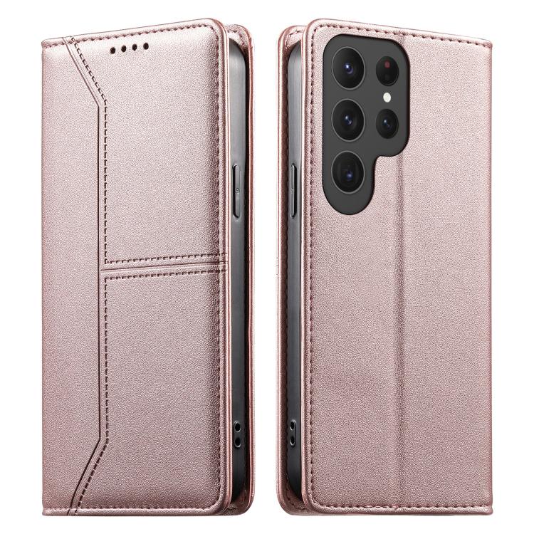 Stitched Line Magnetic RFID Vegan Leather Phone Case, For Samsung Galaxy S25 Ultra 5G, For Samsung Galaxy S24 FE 5G, For Samsung Galaxy S24 Ultra 5G, For Samsung Galaxy S23 FE 5G, For Samsung Galaxy S23 Ultra 5G, For Samsung Galaxy S23+ 5G             ...