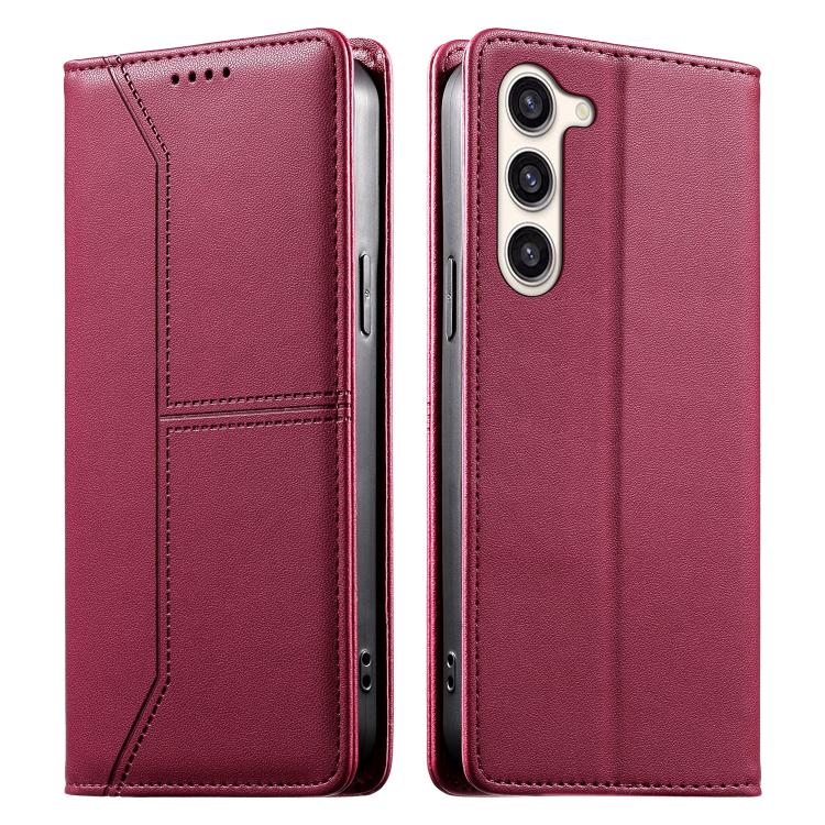Stitched Line Magnetic RFID Vegan Leather Phone Case, For Samsung Galaxy S25 Ultra 5G, For Samsung Galaxy S24 FE 5G, For Samsung Galaxy S24 Ultra 5G, For Samsung Galaxy S23 FE 5G, For Samsung Galaxy S23 Ultra 5G, For Samsung Galaxy S23+ 5G             ...