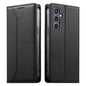 Stitched Line Magnetic RFID Vegan Leather Phone Case, For Samsung Galaxy S25 Ultra 5G, For Samsung Galaxy S24 FE 5G, For Samsung Galaxy S24 Ultra 5G, For Samsung Galaxy S23 FE 5G, For Samsung Galaxy S23 Ultra 5G, For Samsung Galaxy S23+ 5G             ...