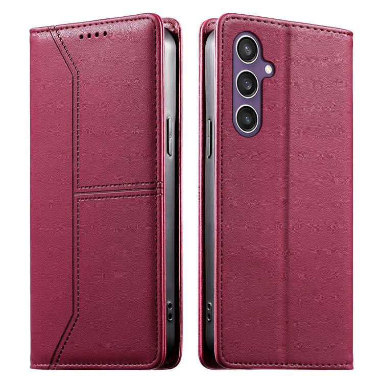 Stitched Line Magnetic RFID Vegan Leather Phone Case, For Samsung Galaxy S25 Ultra 5G, For Samsung Galaxy S24 FE 5G, For Samsung Galaxy S24 Ultra 5G, For Samsung Galaxy S23 FE 5G, For Samsung Galaxy S23 Ultra 5G, For Samsung Galaxy S23+ 5G             ...