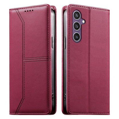 Stitched Line Magnetic RFID Vegan Leather Phone Case, For Samsung Galaxy S25 Ultra 5G, For Samsung Galaxy S24 FE 5G, For Samsung Galaxy S24 Ultra 5G, For Samsung Galaxy S23 FE 5G, For Samsung Galaxy S23 Ultra 5G, For Samsung Galaxy S23+ 5G             ...