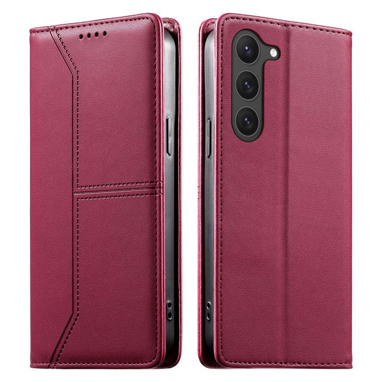 Stitched Line Magnetic RFID Vegan Leather Phone Case, For Samsung Galaxy S25 Ultra 5G, For Samsung Galaxy S24 FE 5G, For Samsung Galaxy S24 Ultra 5G, For Samsung Galaxy S23 FE 5G, For Samsung Galaxy S23 Ultra 5G, For Samsung Galaxy S23+ 5G             ...