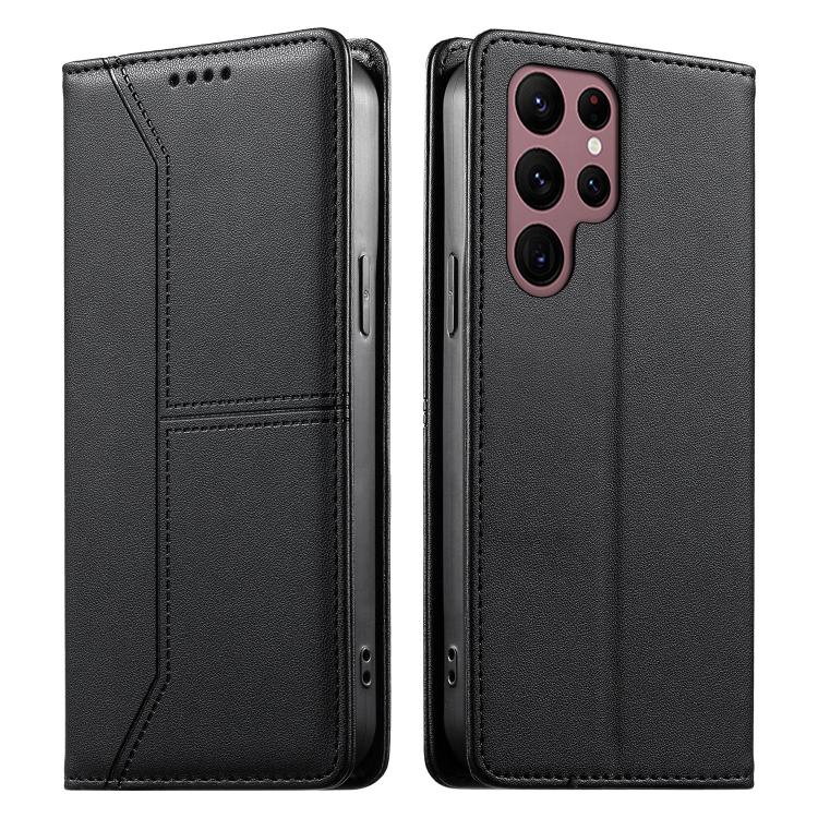 Stitched Line Magnetic RFID Vegan Leather Phone Case, For Samsung Galaxy S25 Ultra 5G, For Samsung Galaxy S24 FE 5G, For Samsung Galaxy S24 Ultra 5G, For Samsung Galaxy S23 FE 5G, For Samsung Galaxy S23 Ultra 5G, For Samsung Galaxy S23+ 5G             ...