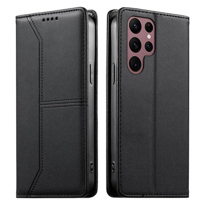 Stitched Line Magnetic RFID Vegan Leather Phone Case, For Samsung Galaxy S25 Ultra 5G, For Samsung Galaxy S24 FE 5G, For Samsung Galaxy S24 Ultra 5G, For Samsung Galaxy S23 FE 5G, For Samsung Galaxy S23 Ultra 5G, For Samsung Galaxy S23+ 5G             ...