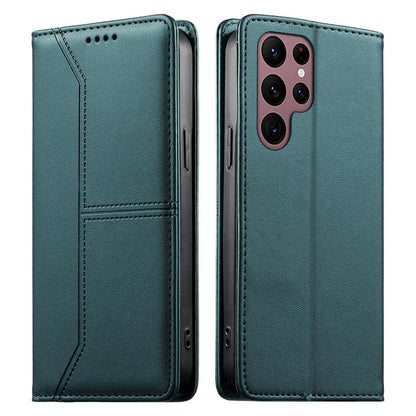 Stitched Line Magnetic RFID Vegan Leather Phone Case, For Samsung Galaxy S25 Ultra 5G, For Samsung Galaxy S24 FE 5G, For Samsung Galaxy S24 Ultra 5G, For Samsung Galaxy S23 FE 5G, For Samsung Galaxy S23 Ultra 5G, For Samsung Galaxy S23+ 5G             ...