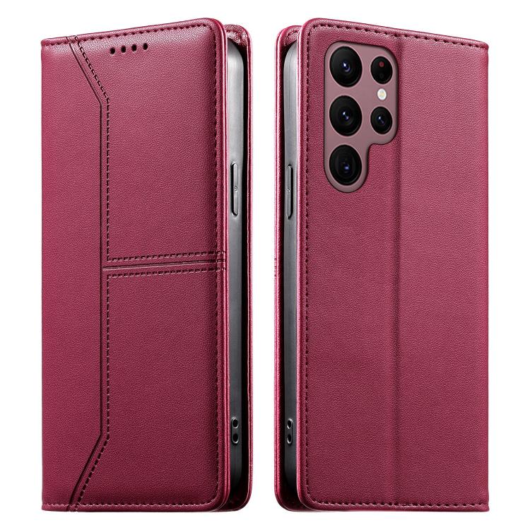 Stitched Line Magnetic RFID Vegan Leather Phone Case, For Samsung Galaxy S25 Ultra 5G, For Samsung Galaxy S24 FE 5G, For Samsung Galaxy S24 Ultra 5G, For Samsung Galaxy S23 FE 5G, For Samsung Galaxy S23 Ultra 5G, For Samsung Galaxy S23+ 5G             ...