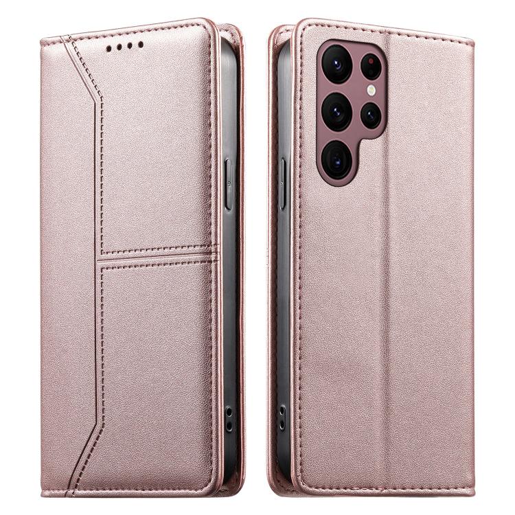 Stitched Line Magnetic RFID Vegan Leather Phone Case, For Samsung Galaxy S25 Ultra 5G, For Samsung Galaxy S24 FE 5G, For Samsung Galaxy S24 Ultra 5G, For Samsung Galaxy S23 FE 5G, For Samsung Galaxy S23 Ultra 5G, For Samsung Galaxy S23+ 5G             ...