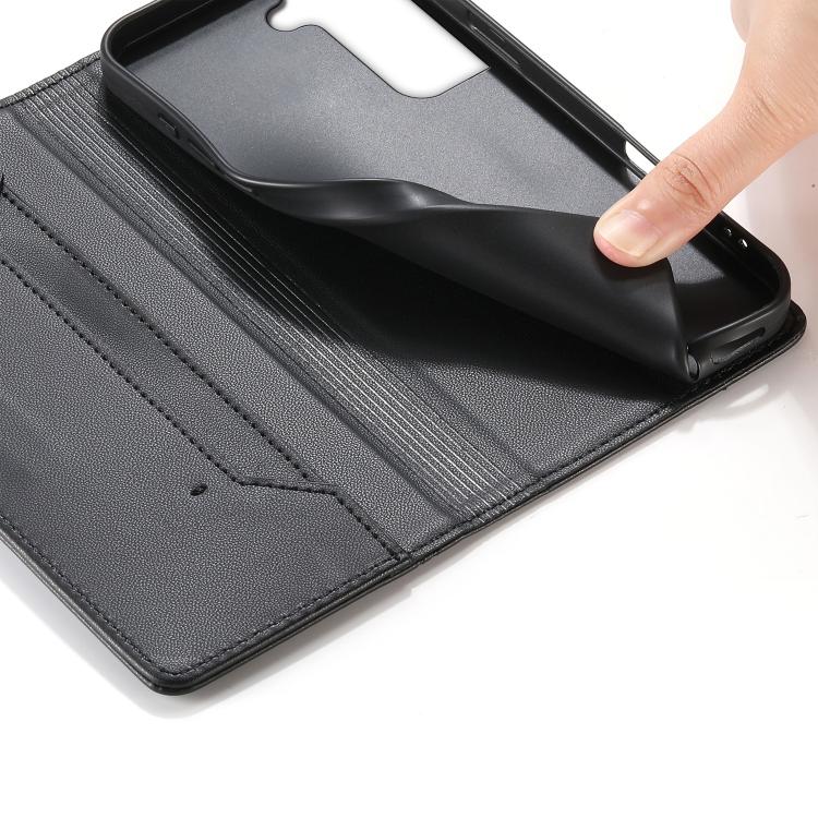 Stitched Line Magnetic RFID Vegan Leather Phone Case, For Samsung Galaxy S22+ 5G, For Samsung Galaxy S22 5G, For Samsung Galaxy S21 FE 5G, For Samsung Galaxy S21 5G, For Samsung Galaxy S21+ 5G, For Samsung Galaxy S21 Ultra 5G, For Samsung Galaxy S20 Ul...