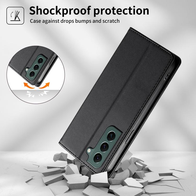 Stitched Line Magnetic RFID Vegan Leather Phone Case, For Samsung Galaxy S22+ 5G, For Samsung Galaxy S22 5G, For Samsung Galaxy S21 FE 5G, For Samsung Galaxy S21 5G, For Samsung Galaxy S21+ 5G, For Samsung Galaxy S21 Ultra 5G, For Samsung Galaxy S20 Ul...
