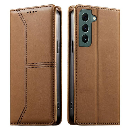 Stitched Line Magnetic RFID Vegan Leather Phone Case, For Samsung Galaxy S22+ 5G, For Samsung Galaxy S22 5G, For Samsung Galaxy S21 FE 5G, For Samsung Galaxy S21 5G, For Samsung Galaxy S21+ 5G, For Samsung Galaxy S21 Ultra 5G, For Samsung Galaxy S20 Ul...