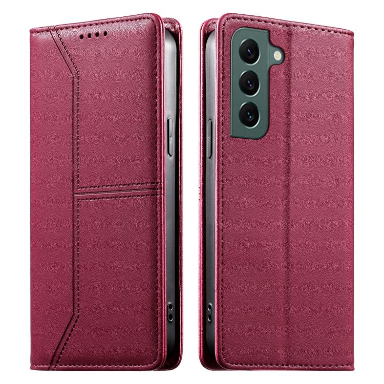 Stitched Line Magnetic RFID Vegan Leather Phone Case, For Samsung Galaxy S22+ 5G, For Samsung Galaxy S22 5G, For Samsung Galaxy S21 FE 5G, For Samsung Galaxy S21 5G, For Samsung Galaxy S21+ 5G, For Samsung Galaxy S21 Ultra 5G, For Samsung Galaxy S20 Ul...