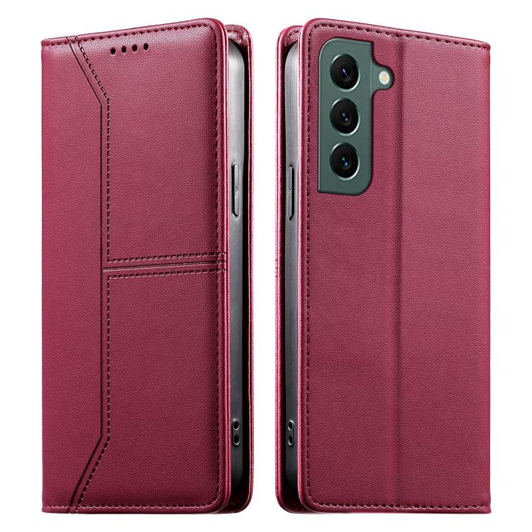 Stitched Line Magnetic RFID Vegan Leather Phone Case, For Samsung Galaxy S22+ 5G, For Samsung Galaxy S22 5G, For Samsung Galaxy S21 FE 5G, For Samsung Galaxy S21 5G, For Samsung Galaxy S21+ 5G, For Samsung Galaxy S21 Ultra 5G, For Samsung Galaxy S20 Ul...