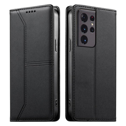 Stitched Line Magnetic RFID Vegan Leather Phone Case, For Samsung Galaxy S22+ 5G, For Samsung Galaxy S22 5G, For Samsung Galaxy S21 FE 5G, For Samsung Galaxy S21 5G, For Samsung Galaxy S21+ 5G, For Samsung Galaxy S21 Ultra 5G, For Samsung Galaxy S20 Ul...