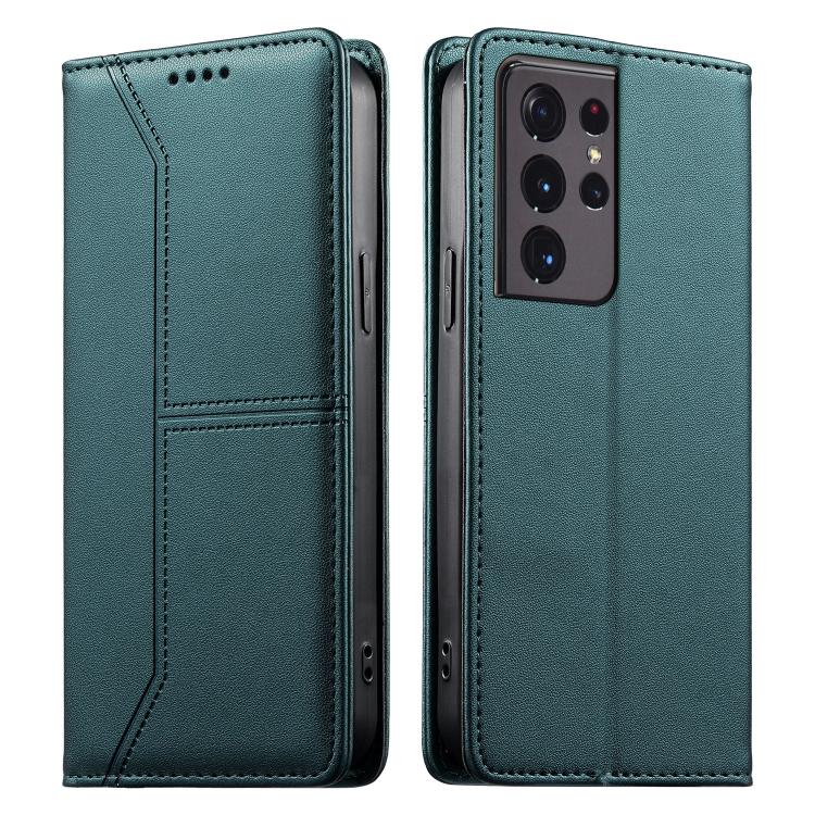Stitched Line Magnetic RFID Vegan Leather Phone Case, For Samsung Galaxy S22+ 5G, For Samsung Galaxy S22 5G, For Samsung Galaxy S21 FE 5G, For Samsung Galaxy S21 5G, For Samsung Galaxy S21+ 5G, For Samsung Galaxy S21 Ultra 5G, For Samsung Galaxy S20 Ul...
