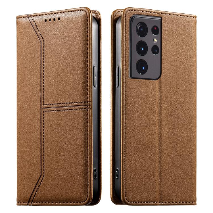 Stitched Line Magnetic RFID Vegan Leather Phone Case, For Samsung Galaxy S22+ 5G, For Samsung Galaxy S22 5G, For Samsung Galaxy S21 FE 5G, For Samsung Galaxy S21 5G, For Samsung Galaxy S21+ 5G, For Samsung Galaxy S21 Ultra 5G, For Samsung Galaxy S20 Ul...