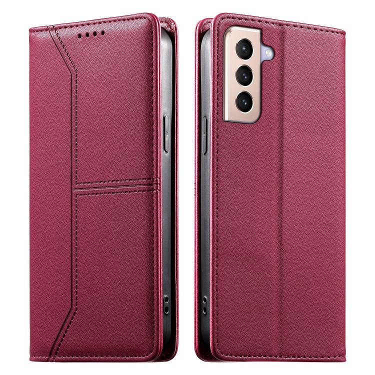 Stitched Line Magnetic RFID Vegan Leather Phone Case, For Samsung Galaxy S22+ 5G, For Samsung Galaxy S22 5G, For Samsung Galaxy S21 FE 5G, For Samsung Galaxy S21 5G, For Samsung Galaxy S21+ 5G, For Samsung Galaxy S21 Ultra 5G, For Samsung Galaxy S20 Ul...