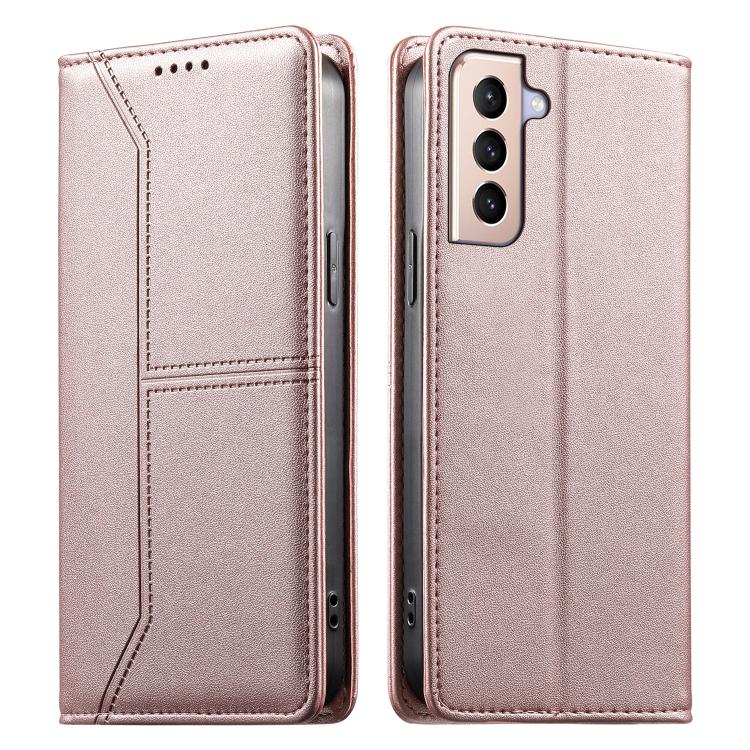 Stitched Line Magnetic RFID Vegan Leather Phone Case, For Samsung Galaxy S22+ 5G, For Samsung Galaxy S22 5G, For Samsung Galaxy S21 FE 5G, For Samsung Galaxy S21 5G, For Samsung Galaxy S21+ 5G, For Samsung Galaxy S21 Ultra 5G, For Samsung Galaxy S20 Ul...