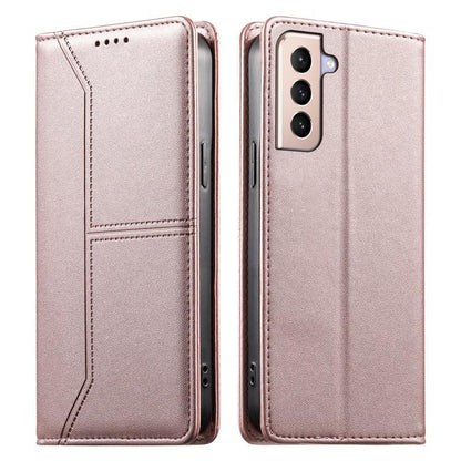 Stitched Line Magnetic RFID Vegan Leather Phone Case, For Samsung Galaxy S22+ 5G, For Samsung Galaxy S22 5G, For Samsung Galaxy S21 FE 5G, For Samsung Galaxy S21 5G, For Samsung Galaxy S21+ 5G, For Samsung Galaxy S21 Ultra 5G, For Samsung Galaxy S20 Ul...